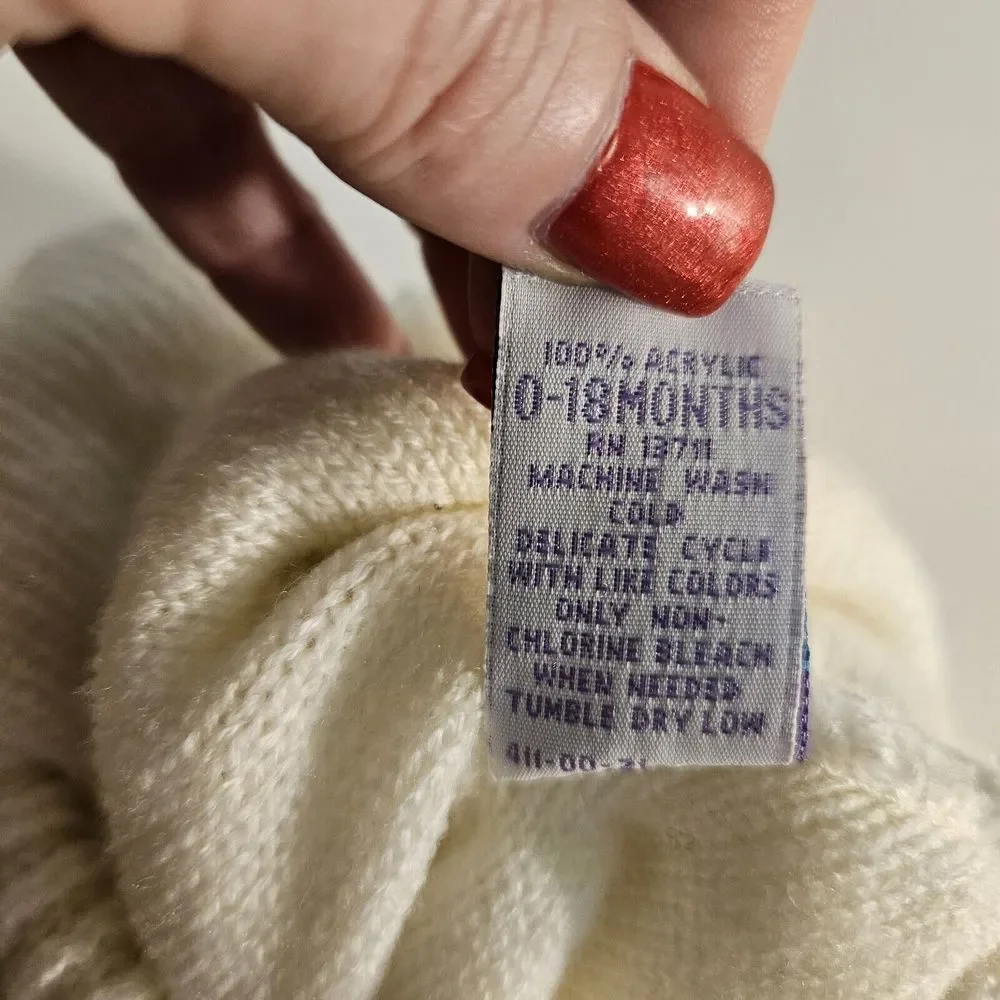 Lord & Taylor Small Creations Ivory Ecru Super Soft Baby Earflap Hat Mittens Set